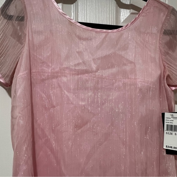 NWT S Essentials by ABS Shimmering Pink Mini Dress Open Back - Picture 5 of 7